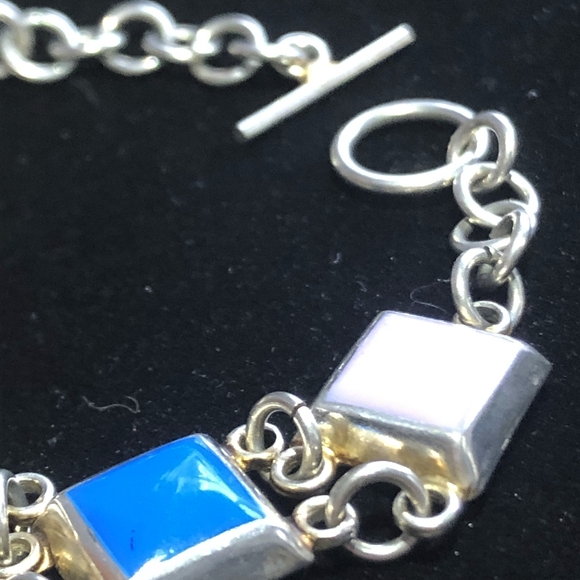 Vintage Mexico 925 Sterling Silver Multi-Stone Bracelet 7.25" - Picture 8 of 10